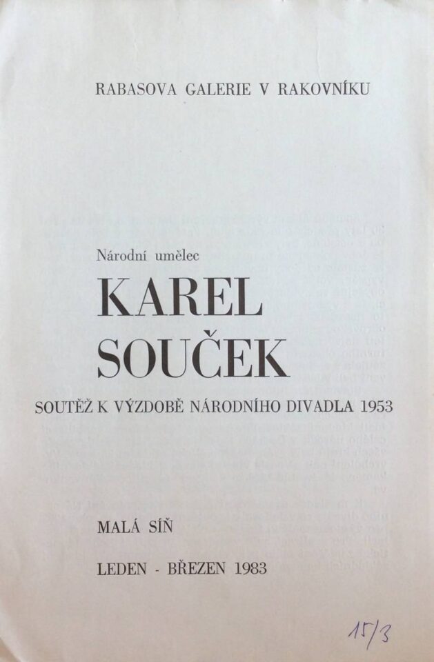 Národní umělec Karel Souček – soutěž k výzdobě Národního divadla 1953